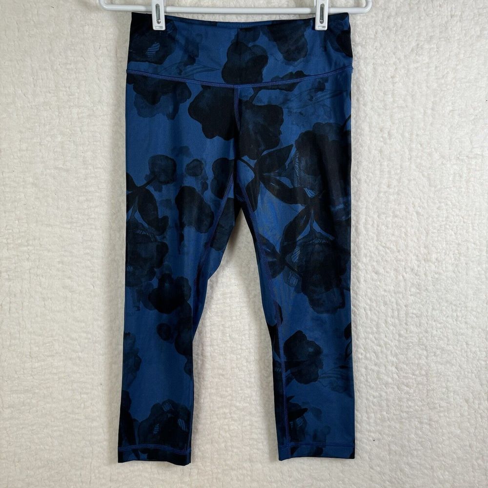 Lululemon‎ Crop Leggings Inky Floral Black Size 6